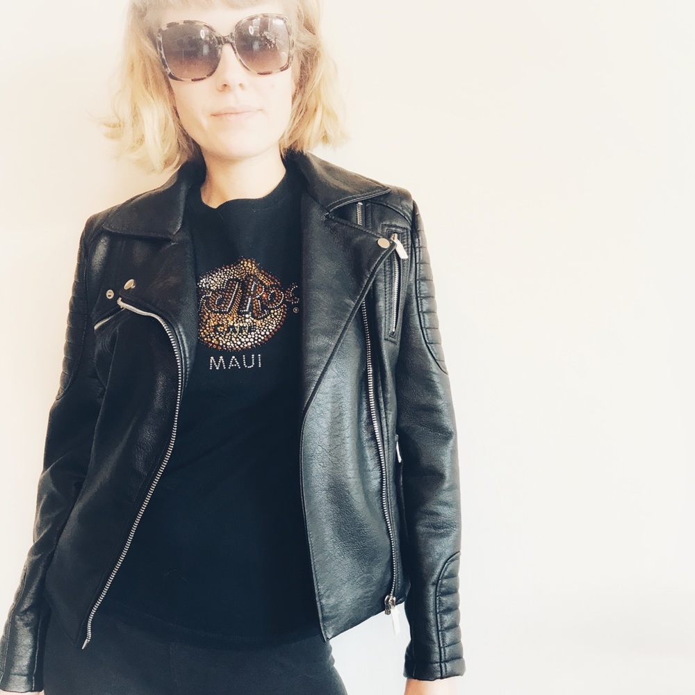 ❤️NWOT Dex Vegan Leather Moto Jacket, Black, M